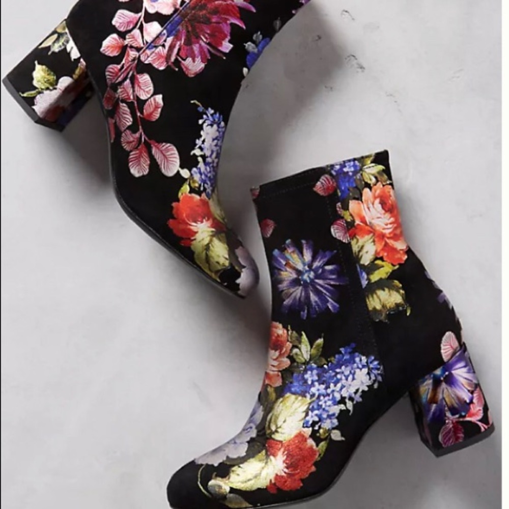 Miss L Fire Anthropologie Floral Boots Size 8 38